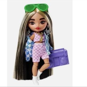 Barbie Extra Mini 5.5” Doll #2 Fashion Accessories Stand Brunette Asian Hispanic